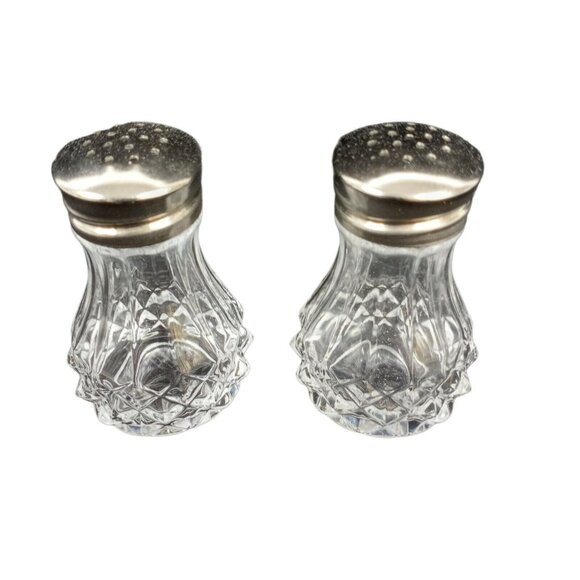 Vintage Creamer Sugar Salt Pepper Shakers Glass Diamond Pattern EAPG - Picture 4 of 8
